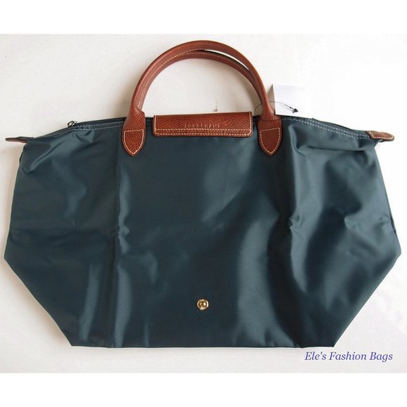 ❤️ NWT LONGCHAMP Le Pliage Type M Medium Short Handle Tote Gunmetal Gray AUTHNTC - Picture 12 of 16